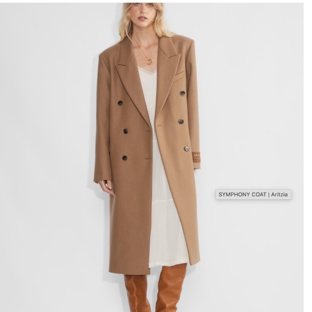 Aritzia Wilfred Symphony Double Breasted Coat Classic Camel Size Small NWOT